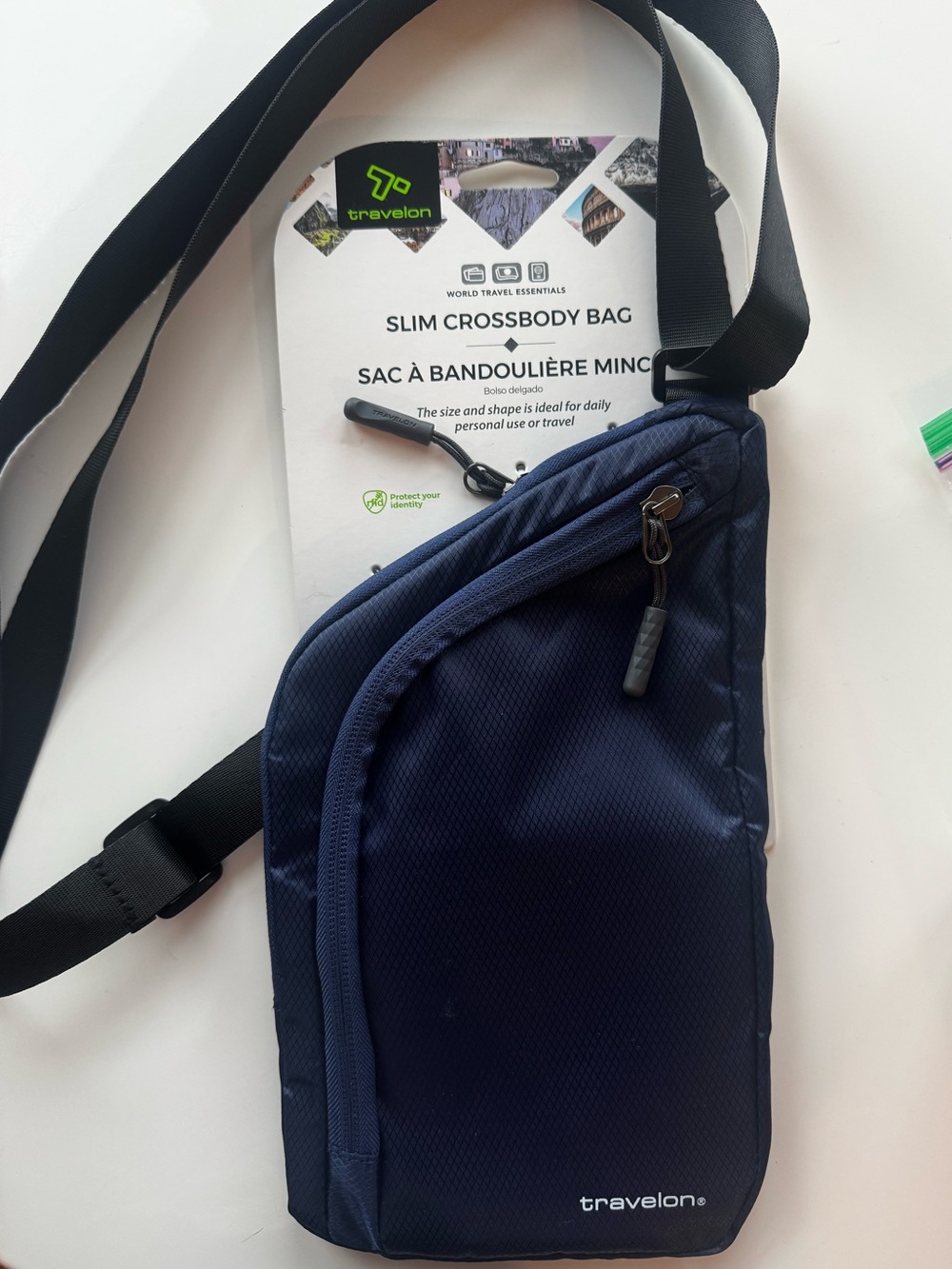 Travelon Navy Slim Crossbody Sling Bag for Men